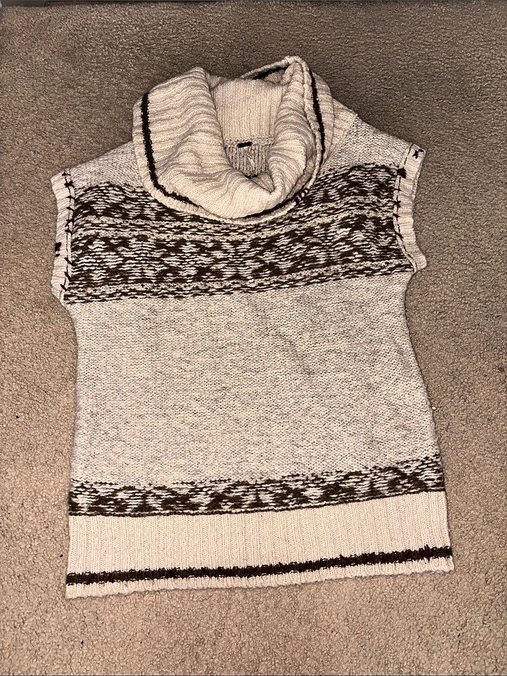 Free People Cowl Neck Sweater Cream & Brown